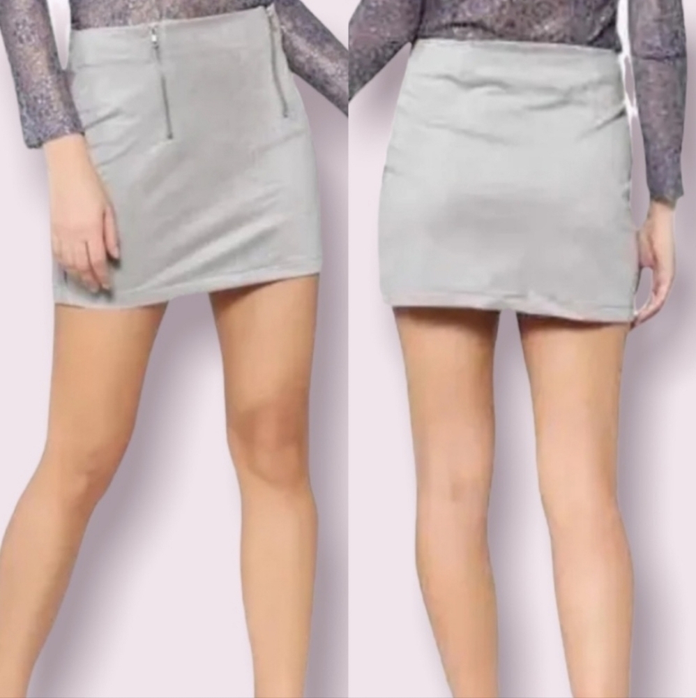 Forever 21 Gray Faux Suede Mini Skirt